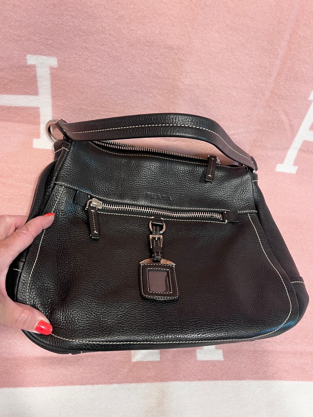 PRADA!⭐️Classic Black Pebbled Daino Leather Shoulder Bag! Offers always welcome!